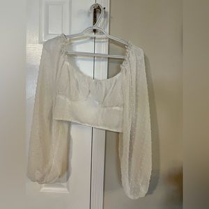 Off shoulder white crop long sleeve